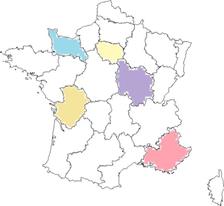 Carte France Regions colorée